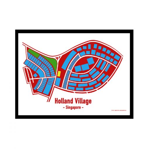 Holland Village - Singapore Map Print - Full Colour - White Background