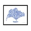 Singapore Text Map - Blue on White